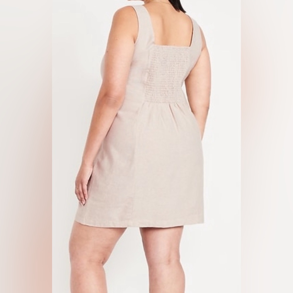 Old Navy Square Neck Linen Blend Mini Dress Size 2X NWT